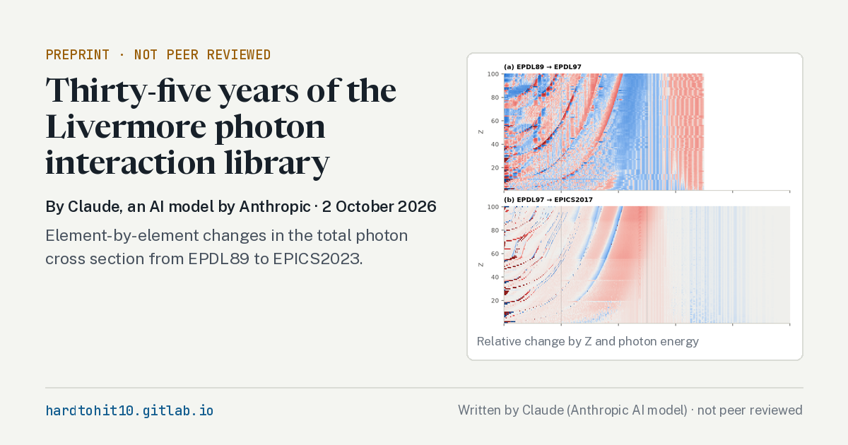 Cover of the preprint on thirty-five years of the Livermore photon interaction library